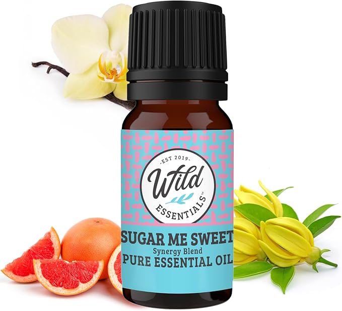 Wild Essentials Sugar Me Sweet 100% Pure Essential Oil Synergy Blend, 10ml, Therapeutic Grade, Use for Mood Boost, Motivation, Happiness, Optimism, Made and Bottled in The USA