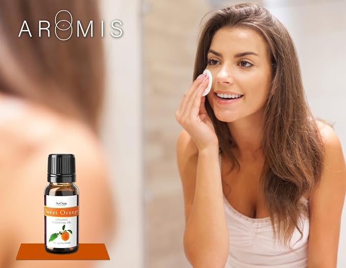 ArOmis Organic Sweet Orange Essential Oil - 100% Pure Therapeutic Grade - 10ml, Undiluted, Premium, Oils Perfect for Aromatherapy 0.34 fl oz