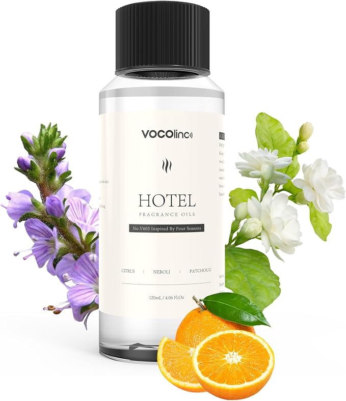 VOCOlinc Hotel Collection Diffuser Oil - Four Seasons Hotel- Inspired by Luxury Five Star Hotel Lobby Scent Oil for Waterless Oil Diffusers, Luxurious Scents of Citrus, Neroli, and Patchouli (4.06 OZ)