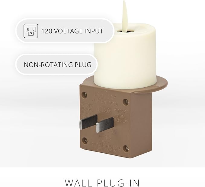 Luminara Flameless Candle Nightlight w/Dusk to Dawn Light Dark Auto Sensor, Timeless Taupe Wall Plug Indoor Night LED Light w/Real-Flame Effect Technology, Bathroom Bedroom Hallway, No Remote Needed