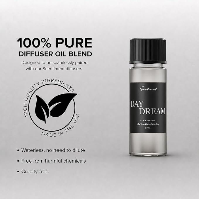 Scentiment Day Dream Diffuser Oil - Premium Hotel Scent with Notes of Aloe Vera, Cedar & White Tea Home Scent, Hotel Fragrance Oil Diffuser Refill - 0.68 fl oz (20 mL)