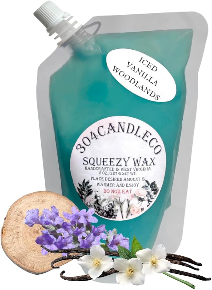 304CandleCo Large Squeeze Soy Wax Melt - 50 SCENTS! - Highly Fragrant & Hand-Crafted - Easy Mix & Match - American Made - Perfect for Wax Warmers (3oz, Iced Vanilla Woodlands)