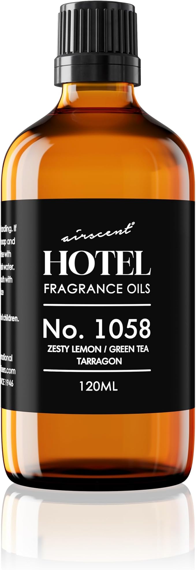 AirScent Hotel Diffuser Oil No. 1058 - Shiso Tea Inspired - Lemon Green Tea Tarragon - Fragrance Oil for Ultrasonic and Waterless Diffusers and Crafting - 120 mL, 4 fl oz Glass Bottle
