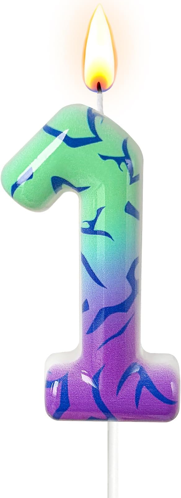 Number 1 Birthday Candle for Cake – Purple Green Gradient Number Candle with Mystic Rune Pattern, Decorative Cake Topper for Anniversary & Celebration