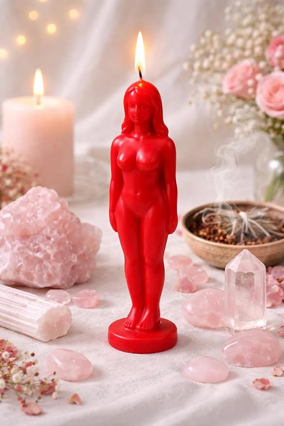 Red Female Body Candle – Love, Passion & Attraction Candle for Manifestation, Romance & Confidence – Sensual Goddess Figure Decor Gift