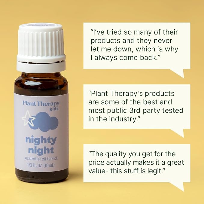 Plant Therapy Kids Nighty Night Essential Oil Blend for Sleep, 10 mL (1/3 oz), 100% Pure, Undiluted, Natural Aromatherapy, Encourages a Good Night's Rest