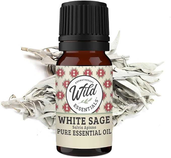 Wild Essentials White Sage 100% Pure Essential Oil - 10ml, Premium Grade, Made and Bottled in The USA, Cleansing, Purifying, Relaxing