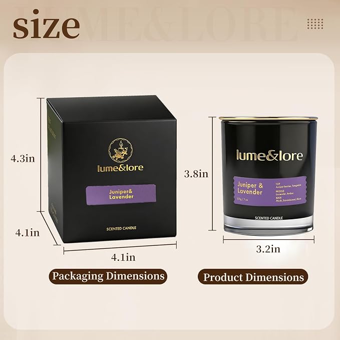 Juniper & Lavender Scented Candle - 7oz Natural Soy Wax, Calming Aroma for Sleep & Meditation
