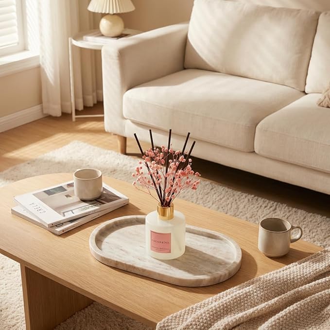 COCORRÍNA Reed Diffuser - Strawberry with Cream 6.7 fl oz Reed Diffuser with Sticks, Home Bedrrom Bathroom Shelf Decor