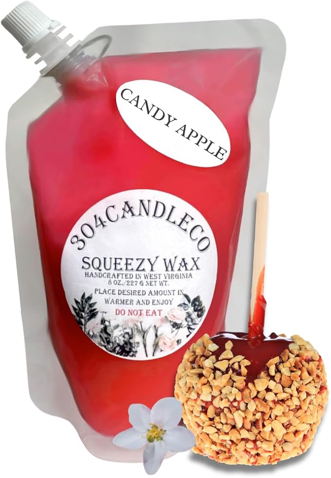 304CandleCo Large Squeeze Soy Wax Melt - 50 SCENTS! - Highly Fragrant & Hand-Crafted - Easy Mix & Match - American Made - Perfect for Wax Warmers (8oz, Candy Apple)