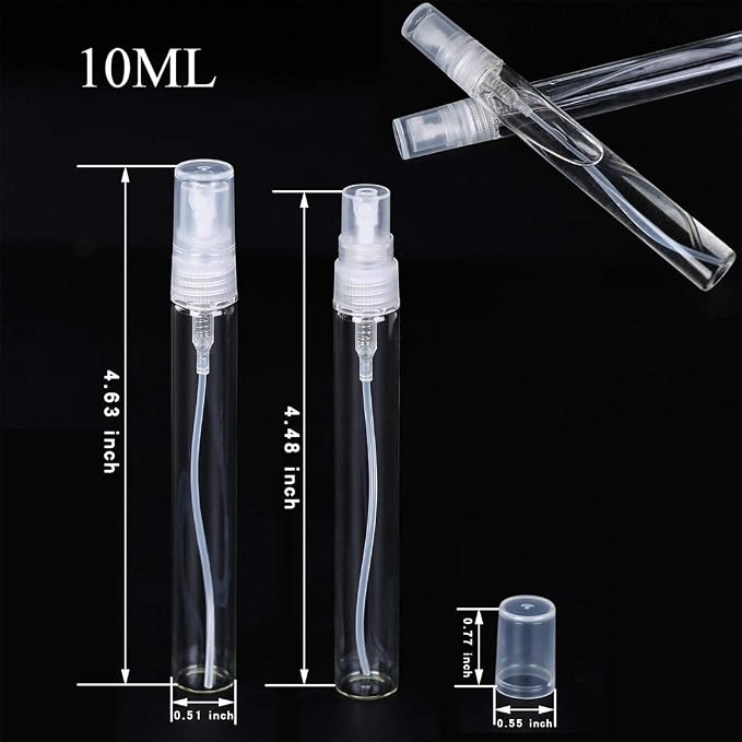 30Pcs 10ml/0.34 Oz Portable Refillable Clear Glass Empty Sprayer Perfume Bottles Cosmetic Atomizers Spray Bottle Container for Travel Party Must Makeup Tool (30Pcs 10ml Clear Glass Perfume Bottles)