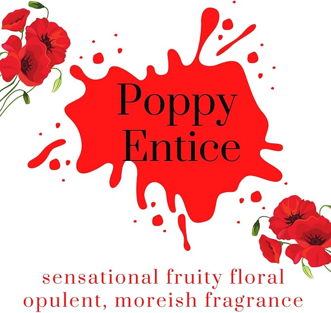 Air Jungles Poppy Entice Fragrances Reed Diffuser Set with Sticks, Poppy Entice Scent Incense Oil, Essential Oil Air Freshener for Home, Office, Gym, and Room Diffuser, 3.4 fl. oz