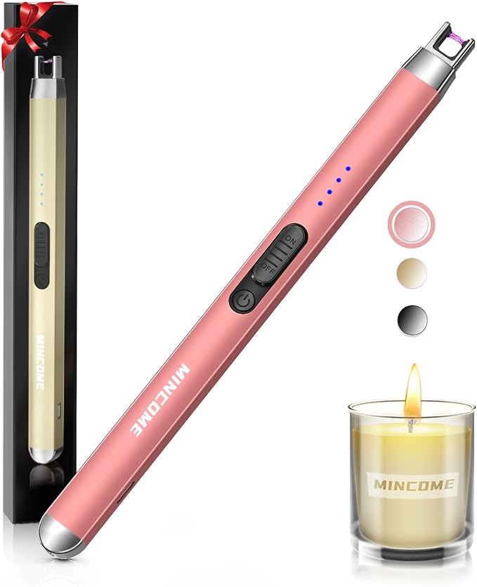 Candle Lighter Electric Rechargeable USB Plasma Arc Lighter with Safety Lock, Windproof Flameless Long Matches Lighters for Candle,Grill,BBQ,Camping,Gas Stove