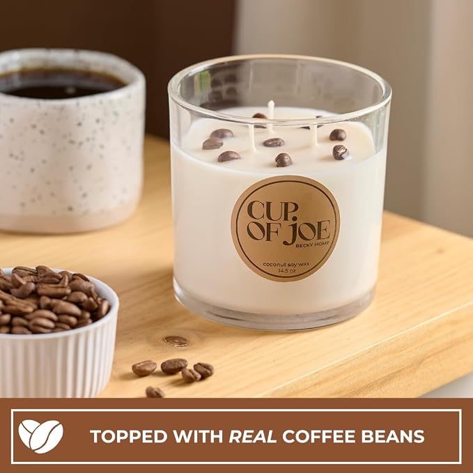3 Wick Candle, 14.5oz Coffee Scented, Espresso Candles, Roast Coffee, Macchiato Candle, Large Jar Candles for Women, Gift for Men and Women
