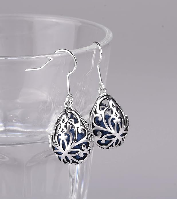 INFUSEU Essential Oil Diffuser Dangling Earrings with 14pcs Lava Rock Stones for Women Aromatherapy Jewelry Unique Gifts