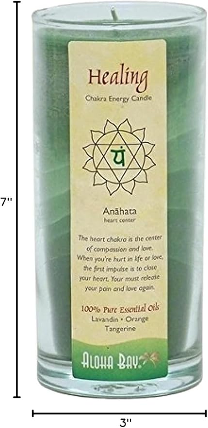 Premium Scented Candle Hand Made Chakra Energy Jar | 11 Oz | Healing, Anahata | Yoga Balance Prayer & Meditation Candle | Long Burn 60 Hours | Essential Oils, Lavandin Orange & Tangerine | Aloha Bay