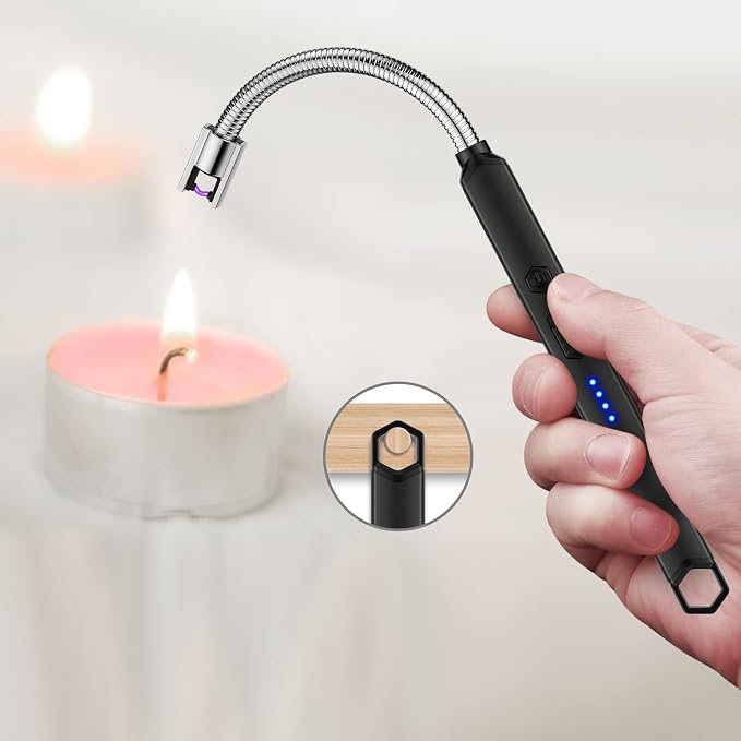 Candle Lighter Electric Rechargeable Arc Lighter with Flexible Neck (Orange)