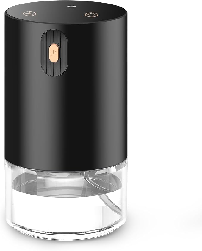 JUANANIUG Waterless Essential Oil Diffuser Portable: Rechargable Aromatherapy Diffuser for Car and Home - Auto Start/Stop Function - 4 Concentration Adjustments and Timers (Black)
