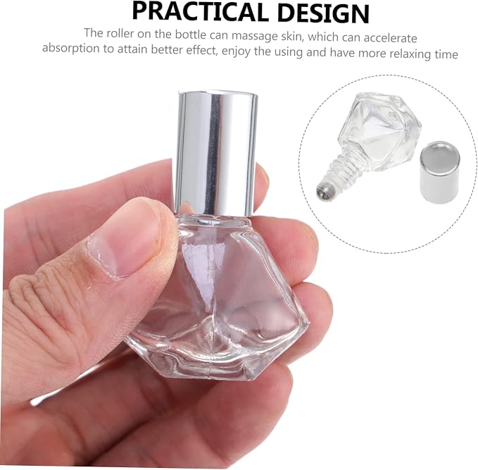 DOITOOL 12pcs Roll Glass Roller Bottle Perfume Essential Oil Tube Vial Roller Ball Bottle Pack Toiletries
