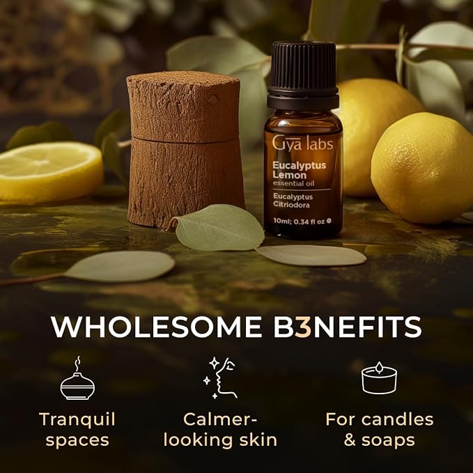 100% Pure Eucalyptus Lemon Essential Oil - 0.34 Fl Oz - Eucalyptus Lemon Oil for Hair, Skin, Diffuser, Aromatherapy & DIY Candle Making Scent