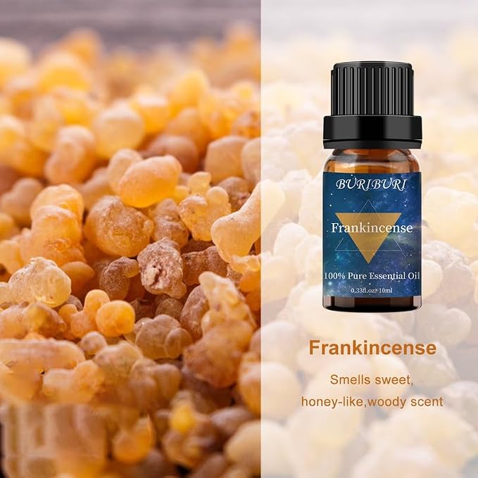 BURIBURI Frankincense Oil and Myrrh Essential Oils Gift Set, 100% Pure, Natural, Organic Aromatherapy Frankincense Fragrance Oils for Diffuser, Massage - 2 x 10ML