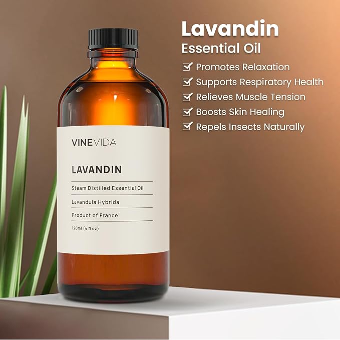 VINEVIDA Lavandin Essential Oil 4 oz - Undiluted Lavandin Oil - DIY Candle Scents for Candlemaking - Essential Oil for Soap Making