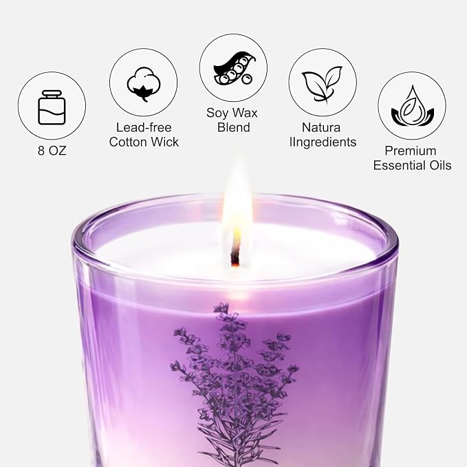 Mothers Day Gifts, Lavender Soy Candle for Women, Mothers Day Candles from Daughter Son, Anniversary Couple Gifts, Home Scented Aromatherapy Candle
