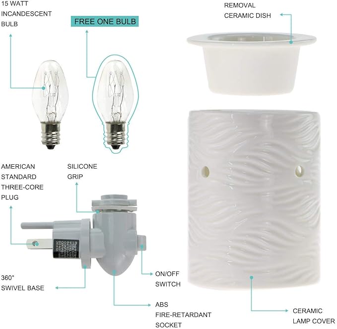 STAR MOON Plug in Wax Melt Warmer, Plug in Wax Warmers for Scented Wax, Scentsy Diffuser for Fragrance Oil Wax Melter Decoration with Two Bulbs