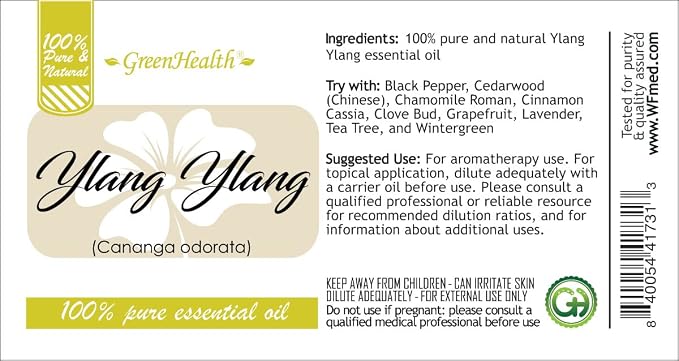 GreenHealth Ylang Ylang Essential Oil – 1 Gallon (128 fl oz) – 100% Pure Essential Oil – Bulk for Candle & Soap Making – Fluorinated F-Style Jug