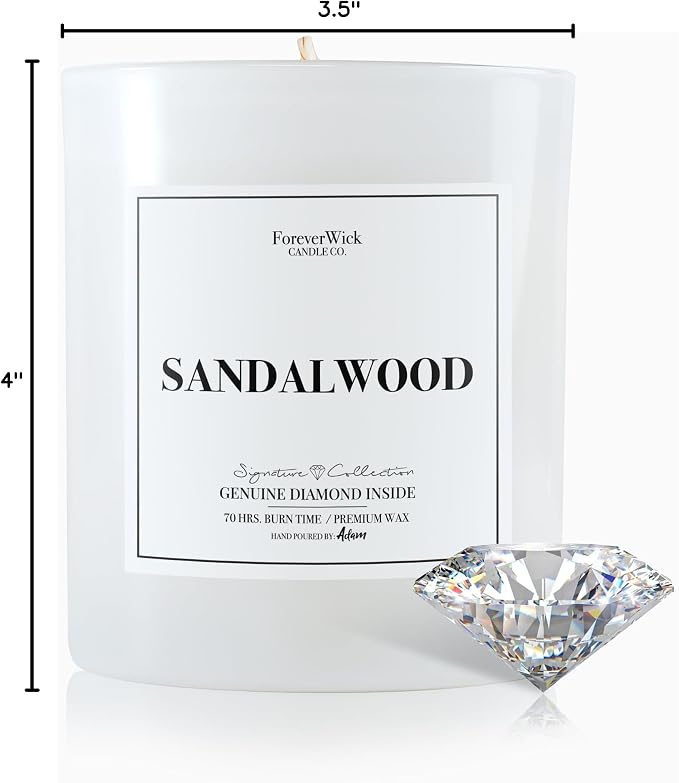 Foreverwick Sandalwood Candle | Anniversary Day Candle Present Ideas | Aromatherapy Candle for Bath, Destress & Clearance | Strong Scented Candles for Decor | 14 oz & 70 Hours Burning Time
