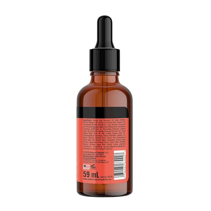 Aunt Jackie's Curls & Coils Batana, Jojoba & Rice Elixir Hair and Scalp Oil, 2 fl oz - Revitalize, Strengthen and Shine