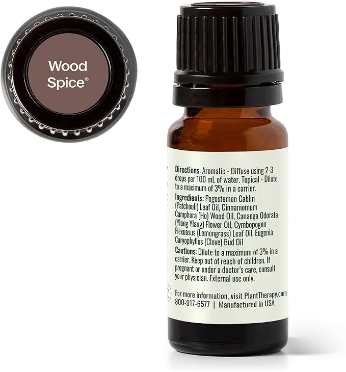 Plant Therapy Wood Spice Essential Oil Blend 10 mL (1/3 oz) 100% Pure, Undiluted Essential Oils, Great for DIYs and Diffusing
