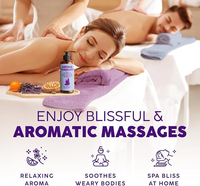 KUKKA Aromatherapy Massage Oil - 6.76 fl oz - Enriched with Vitamin E, Sweet Almond, Lavender & Sweet Orange Oils - for All Skin Types, Men & Women - Massage Oil for Muscles, Legs & Body