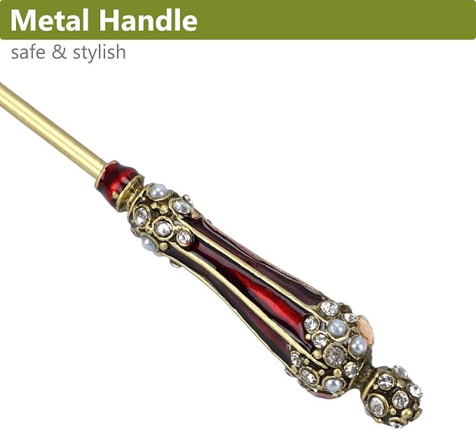 Decorative Candle Snuffer, Red and Gold Tone with Rhinestone Accents, Zinc Alloy and Resin, 6.69x2.35x1.55 Inch (Red)