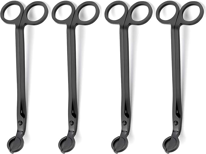 Aroparc Candle Wick Trimmer Cutter, 7 Inch Bulk Wick Candle Accessories, Candle Care Wick Clipper Cutter, Scissors - Black 4PCS