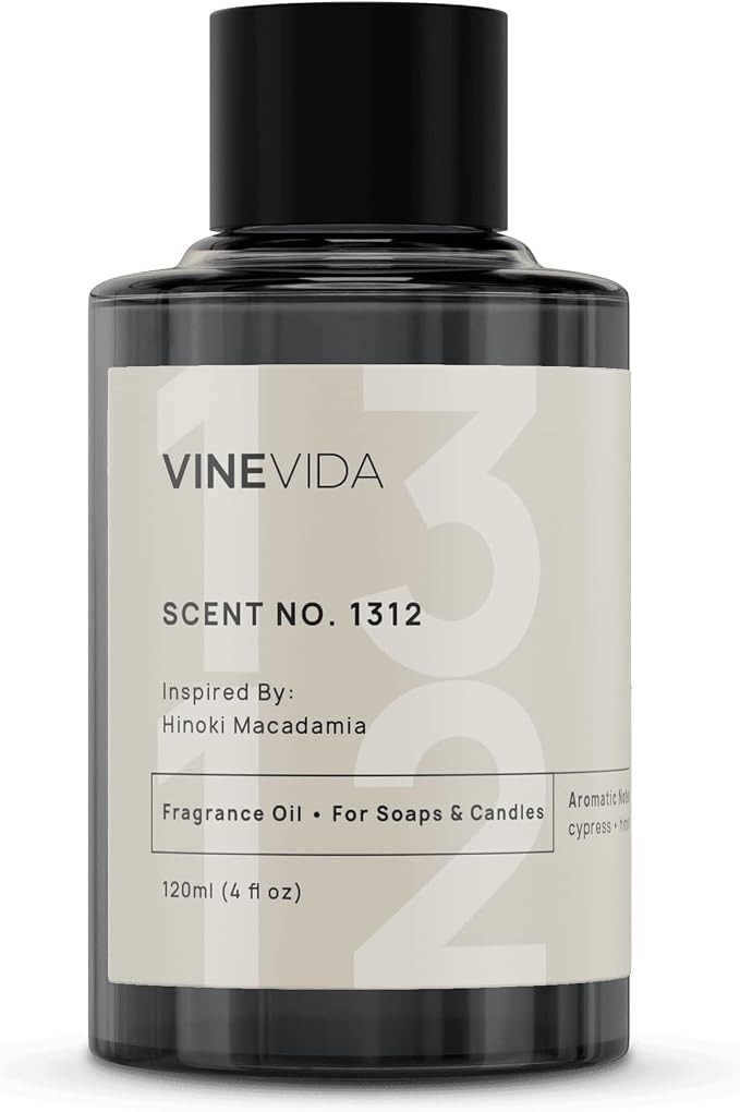 VINEVIDA Scent NO. 1312 Fragrance Oil - 120mL (4oz) - Inspired by: Hinoki Macadamia Fragrance Oil for Candle Making - Made in USA Candle Scents Scents for Soap Making