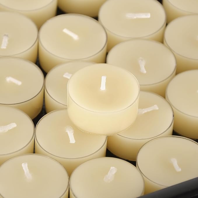 TELOSMA 12pcs Natural White Beeswax Tealight Candles - Organic Candle Natural Scent Smokeless Clean Burning