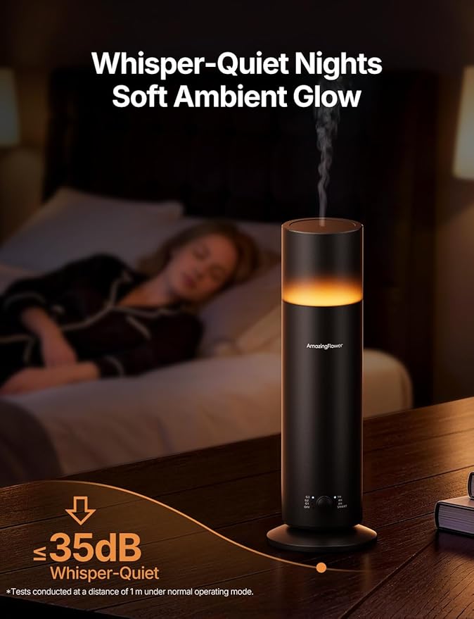 Waterless Essential Oil Diffuser, Smart Scent Diffuser with Nightlight, Smart Schedules, Up to 1100 sq ft, App Control Cold Air Scent Diffuser Oil Machine for Home Large Room and Commercial Use, Black