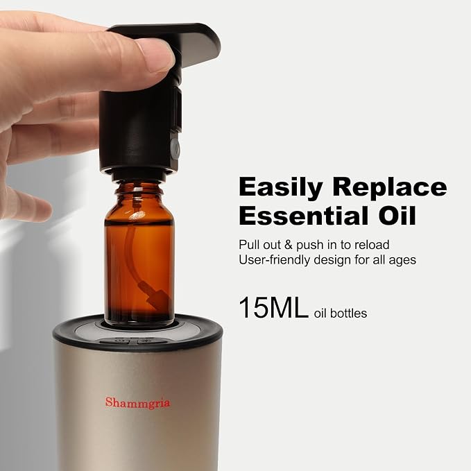 Car Air Diffuser Essential Oil Aromatherapy Scent Diffuser with 3 Mist Levels & LED Lights for Car, Room, Studio, Office- Champagne