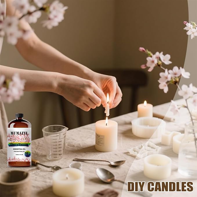 Cherry Blossom Essential Oil, Cherry Blossom Oil 16 Fl Oz 480ML for Diffuser Humidifier Yoga Cleaning DIY Candle Soap Making MUMAZYL Essential Oils