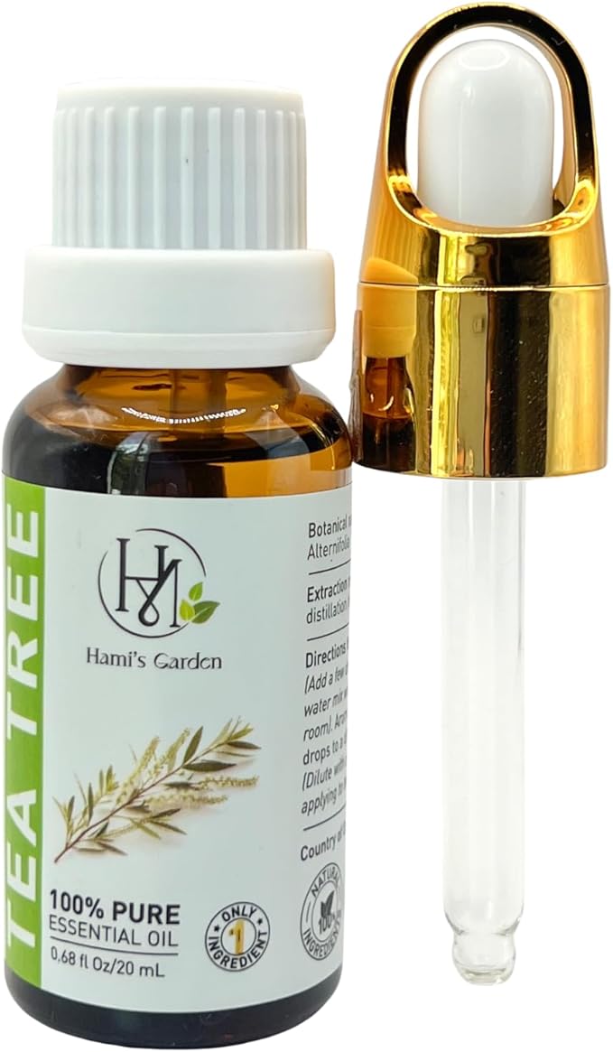 Hami’s Garden Tea Tree Essential Oil – 100% Pure and Natural – Premium Grade with Glass Dropper – for Massage, Skin Care, Household Application and Diffuser – 0.68 fl Oz/20 mL
