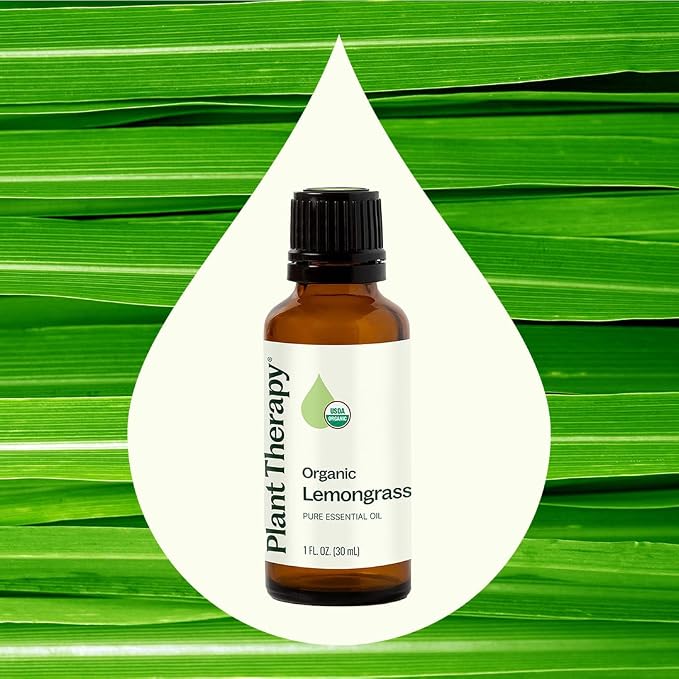 Plant Therapy Organic Lemongrass Essential Oil 30 mL (1 oz), 100% Pure, USDA Certified Organic, Undiluted, Aromatherapy, Deodorizing, and Immune Support