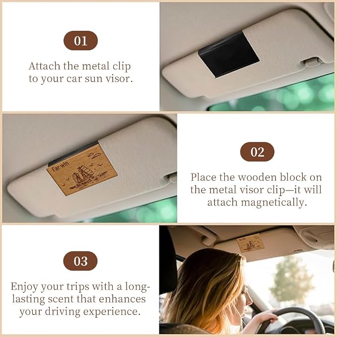 Car Air Freshener -Original pattern designer-Car Odor Eliminator - Long Lasting Scent -Essential Oils-Applicable to cars, drawers, wardrobes, and various scenarios- (Teak-CLIP INCLUDED)