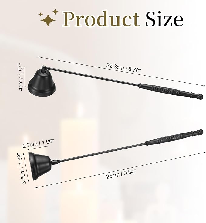 uxcell Candle Snuffer, Candle Extinguish with Long Handle, Wick Flame Snuffer Extinguish Accessory Bell-Shaped for Putting Out Flame Home Decor Gifts, Black