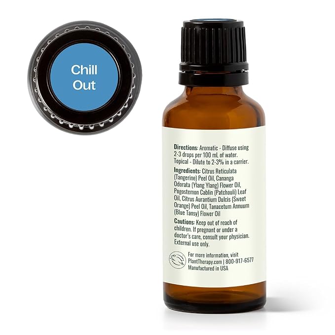 Plant Therapy Chill Out Essential Oil Blend for Stress & Calming Relief 100% Pure, Undiluted, Natural Aromatherapy, Therapeutic Grade 30 mL (1 oz)