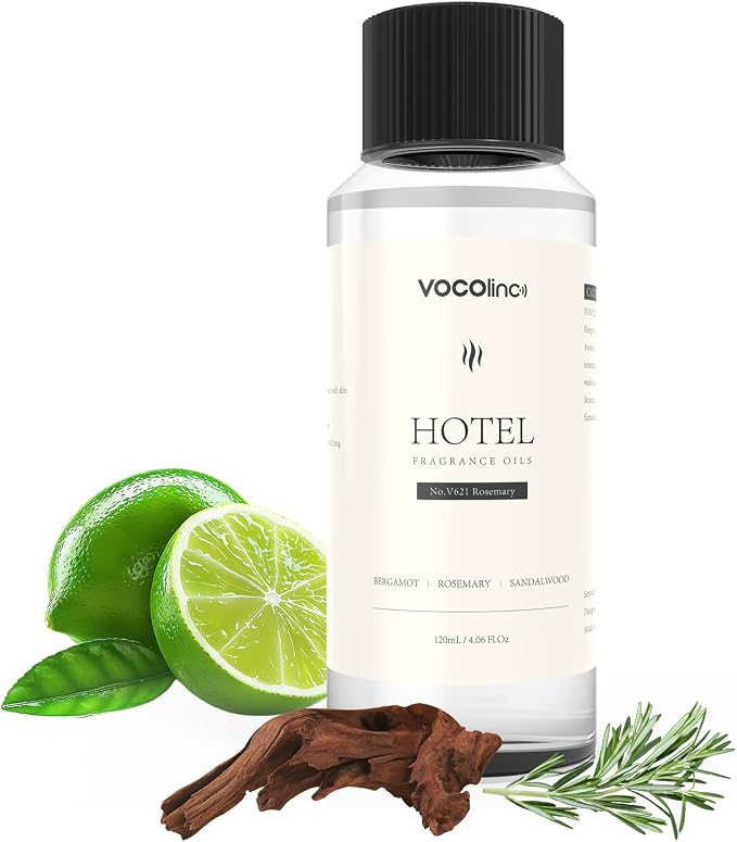 VOCOlinc Hotel Collection Diffuser Oil - Rosemary - Inspired by Luxury Five Star Hotel Lobby Scent Oil for Waterless Oil Diffusers, Luxurious Scents of Bergamot, Rosemary, and Sandalwood (4.06 OZ)