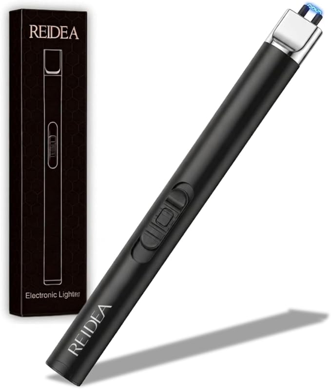 REIDEA Electric Lighter S4 Candle Lighter USB Rechargeable with Safety Switch, Flameless Portable Fast Heat Windproof Plasma Electronic Lighters, Perfect for Home Cooking BBQ Camping Stove Fireworks