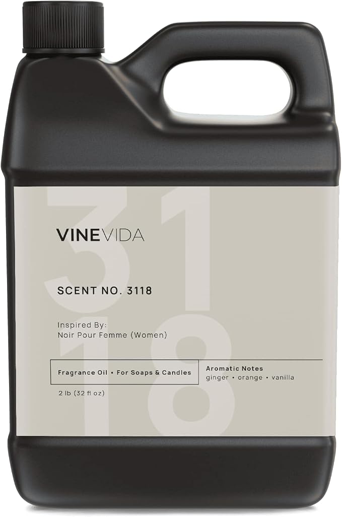 VINEVIDA Scent NO. 3118 Fragrance Oil - 32oz (2lbs) - Inspired by: Noir Pour Femme (Women) Fragrance Oil for Candle Making - Made in USA Candle Scents Scents for Soap Making