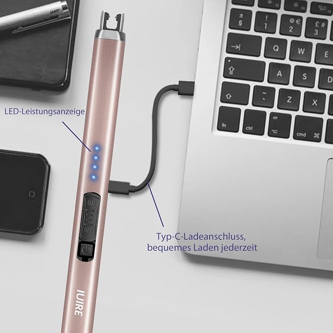 Electric Candle Lighter with Flashlight USB C Rechargeable Arc Lighters for Candles Windproof Plasma for Camping BBQ Stove Home Emergency with Safety Switch LED Battery Display