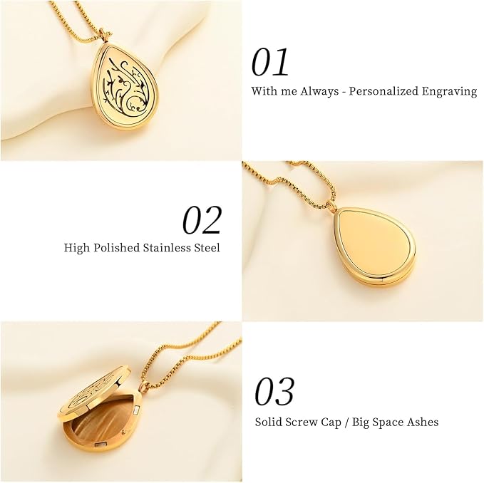 Tree of Life - Stainless Steel Teardrop Aromatherapy Essential Oil Diffuser Necklace Locket Necklace Pendant-Customize